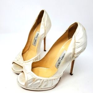 Jimmy Choo White Satin Pumps
